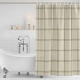 thumbnail image 2 of Beige Plaid Shower Curtain Set - 48" x 72" Washable Bathtub Curtain with 12 Hooks, Vintage Grid Stripe Minimalist Art Linen Waterproof Fabric Stall Shower Curtains for Bathroom/Bathtub Décor, 2 of 6