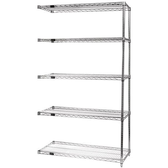 Quantum Storage AD54-1242C-5 5-Shelf Chrome Wire Shelving Add-On Unit - 12 x 42 x 54 in.