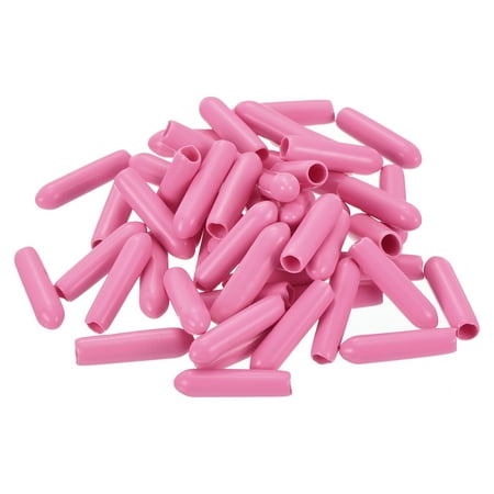 100pcs Rubber End Caps 3mm(1/8 ) ID Vinyl PVC Round Tube Bolt Cap Cover Screw Thread Protector Pink