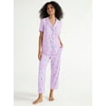 thumbnail image 2 of Joyspun Women's Knit Short Sleeve Notch Collar Top and Capri Pajama Set, 2-Piece, Sizes S to 3X, 2 of 5
