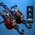 thumbnail image 5 of Qaailabf Automatic Recycling Ratchet Tie Down Strap for Car Motorcycle Luggage | Self-Retracting Tensioner | Heavy Duty S-Hooks | 500 lbs Load | Secure Travel Cargo | 1 Pack, 5 of 9