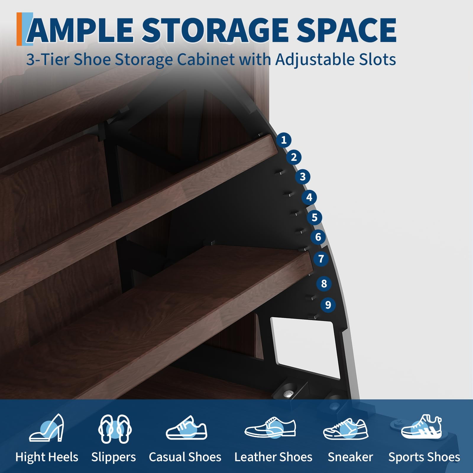 Accreate 48" Tall Freestanding Fluted Shoe Storage Cabinet with 2 Flip Drawers, Hidden Narrow Shoe Rack Organizer Cabinet Storage for Entryway Living Room