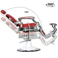 thumbnail image 5 of BarberPub Vintage Barber Chair All Purpose Heavy Duty Metal Hydraulic Recline Salon Beauty Spa Chair Red 3860, 5 of 8