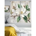 thumbnail image 4 of Flowers Leaves Semi Sheer Window Curtains 72 Inches Long, Farmhouse White Botanical Magnolia Retro Rod Pocket Voile Silky Chiffon Curtain Light Filtering Drapes for Living Room, 52"x72", 2 Panels, 4 of 9