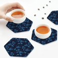 thumbnail image 7 of Pofeuu BLUE Flamingo Birds Print Leather Coasters Set of 6, Round Cups Mugs Mat Pad for Home Kitchen Heat Resistant Drink Coasters,Hexagon, 7 of 7