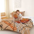 thumbnail image 4 of Castle Fairy Basketball Court Print Queen Comforter Set 3 Pieces, Sport Theme Comforter Sets Queen, Orange White Brown,1 Comforter and 2 Pillowcases, 4 of 6