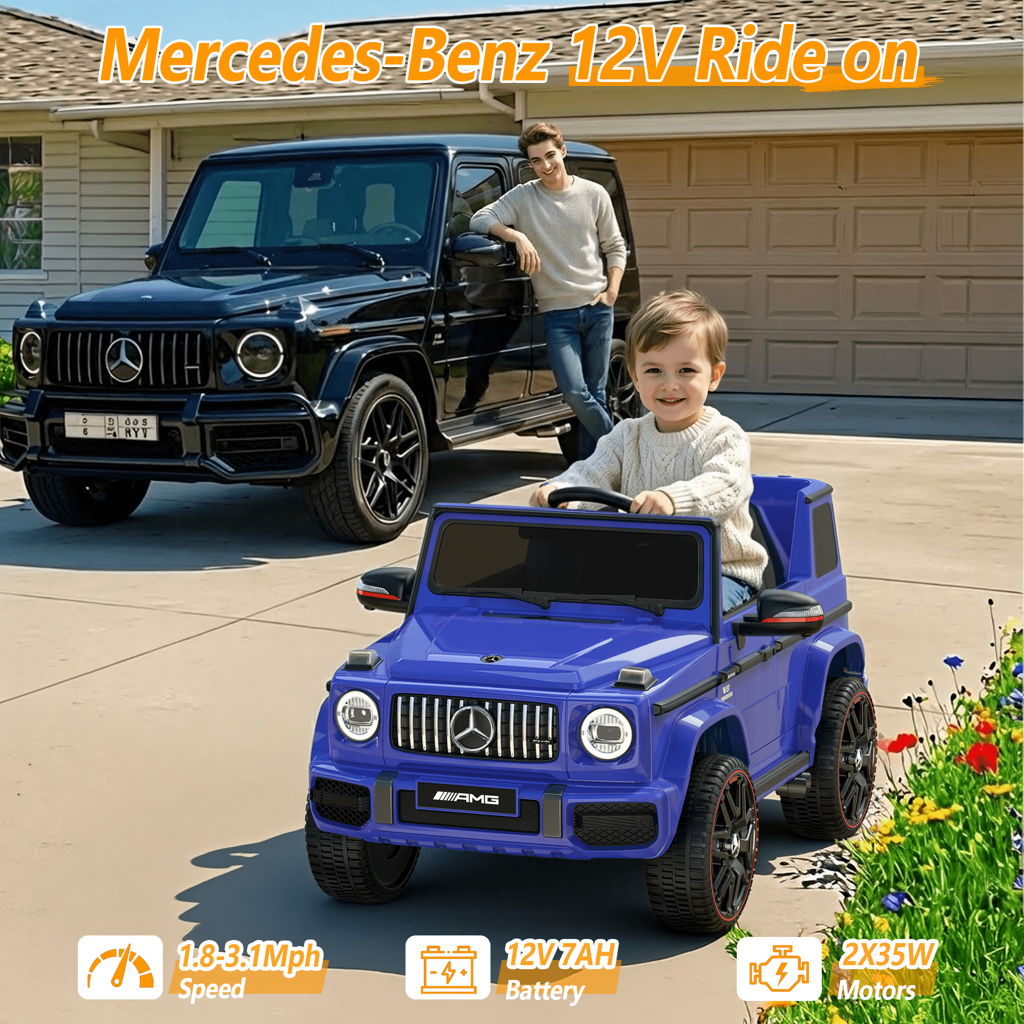 East doll 12V Power Ride on Toys for Toddlers, Kid Electric Car, G63 G Wagon Licensed Mercedes-Benz with Remote Controls, Aged 3-5Y