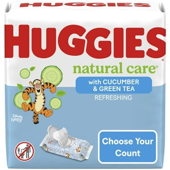 Huggies Natural Care Refreshing Baby Wipes, Scented, 3 Flip-Top Packs (168 Wipes Total)