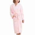 thumbnail image 5 of Sakmal Fleece Robes for Women Flannel Fluffy Knee Length Plus Size Sleepwear for Women Lightweight Pink Robe for Women XXL, 5 of 5