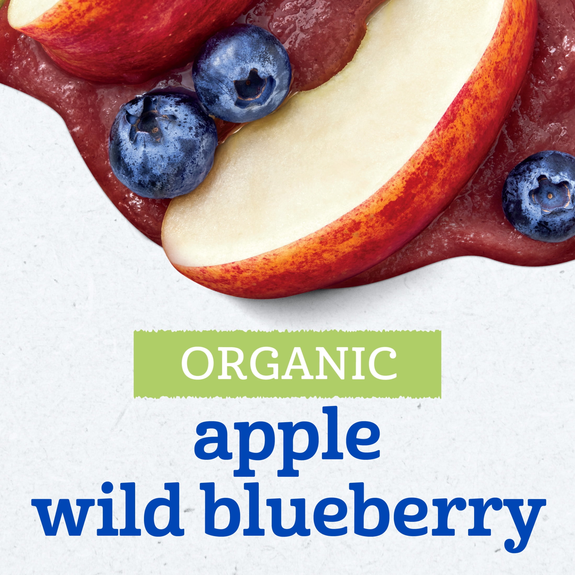 Gerber Stage 2 Baby Food, Organic Apple Wild Blueberry Jar, Non-GMO, Baby Puree, 10PK