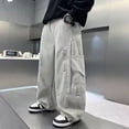 thumbnail image 4 of Lullu Boys Baggy Cargo Pants Streetwear Wide Leg Pants Outdoor Hiking Trousers, Khaki, Sizes 5-14, 4 of 7