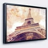 DESIGN ART Designart "Paris Paris Eiffel TowerParis Postcard Design" Cityscape Framed Canvas Print 20 in. wide x 12 in. high