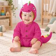 thumbnail image 4 of MEZZALL Boys Girls Jumpsuit Long Sleeve Romper Cartoon Dinosaur Design Hood Bodysuits Hat Set Zip Up Onesie One-Pieces, 4 of 7