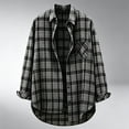 thumbnail image 2 of AKOEE Button Down Plaid Shirts for Women Lightweight Jacket Long Sleeve Collared Blouses Casual Spring Fall, Black 2XL, 2 of 6