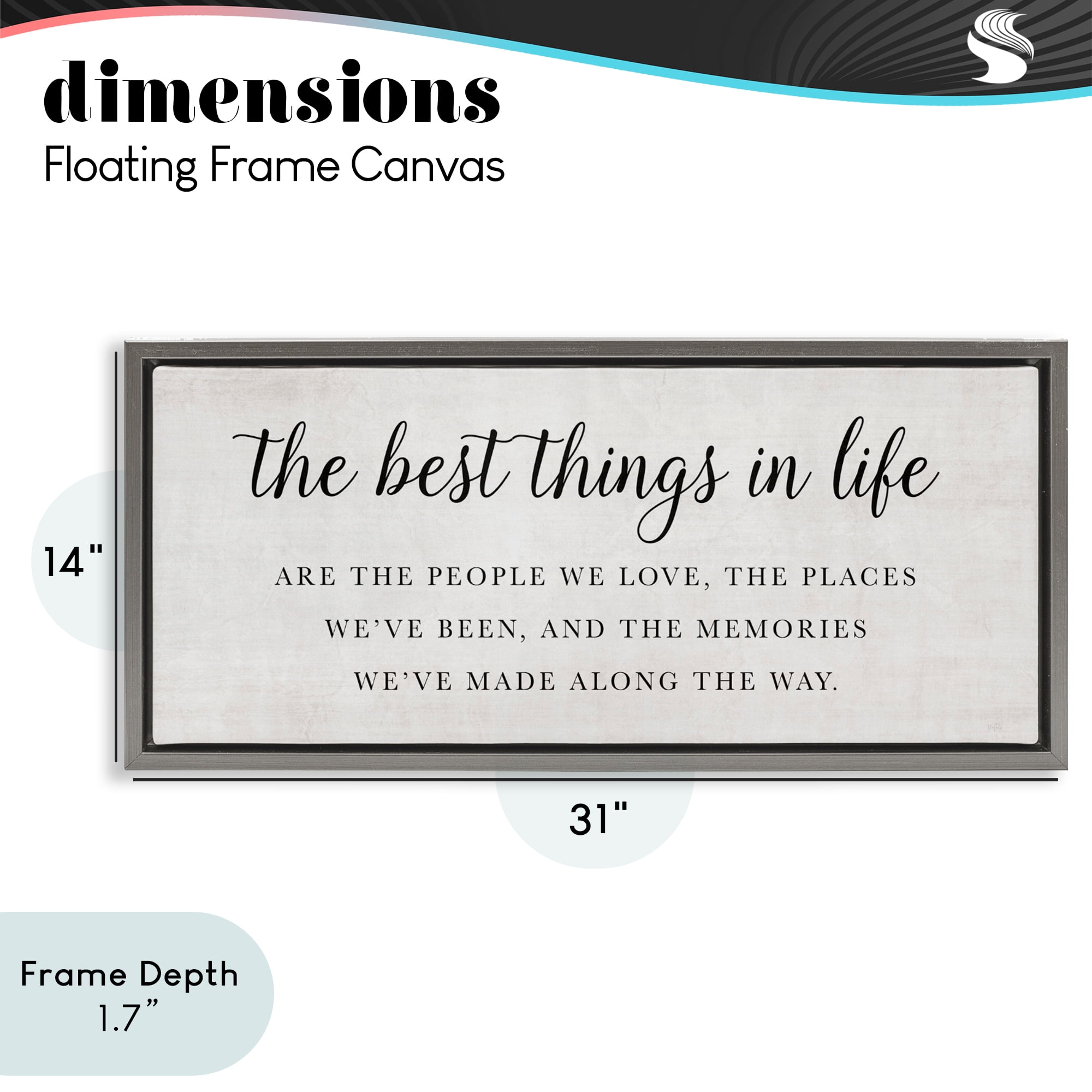 Stupell Industries Best Things In Life Uplifting Gray Framed Floater Canvas Wall Art, design by Natalie Carpentieri