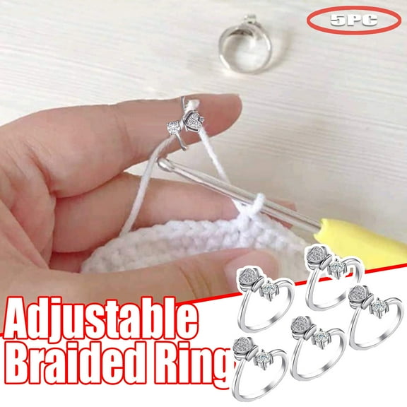 Ctnporpo Adjustable Knitting Loop Crochet Loop Knitting Accessories Knitting Ring 5PC DIY Knitting Crochet Hook Set