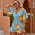 thumbnail image 2 of Golden Pastries Blue Grid Background Women's Luxury Party Dress Evening Dresses Ladies Cover Ups, 2 of 6