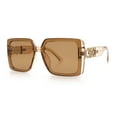 thumbnail image 5 of Womens Rhinestone Jewel Hinge Rectangle Rimless Butterfly Diva Sunglasses Peach - Brown, 5 of 7