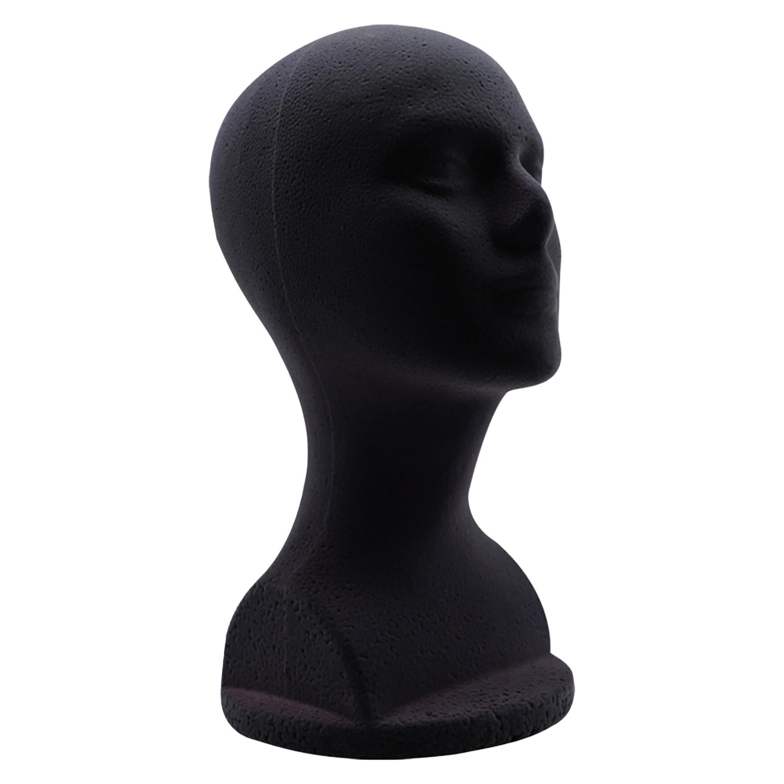 FITYLE 2xMale Foam Mannequin Head Model Hat Display Stand Black Practical Height 32cm
