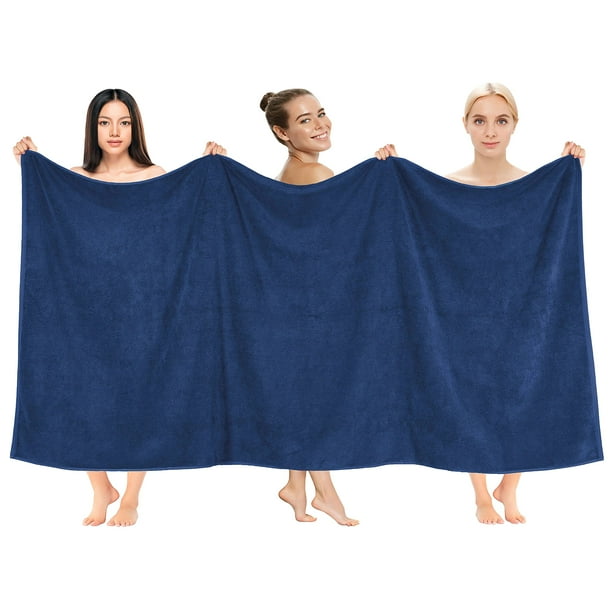 Toalla de baño Cotton Paradise de gran tamaño, 100% algodón, 100 x 200 cm, azul marino