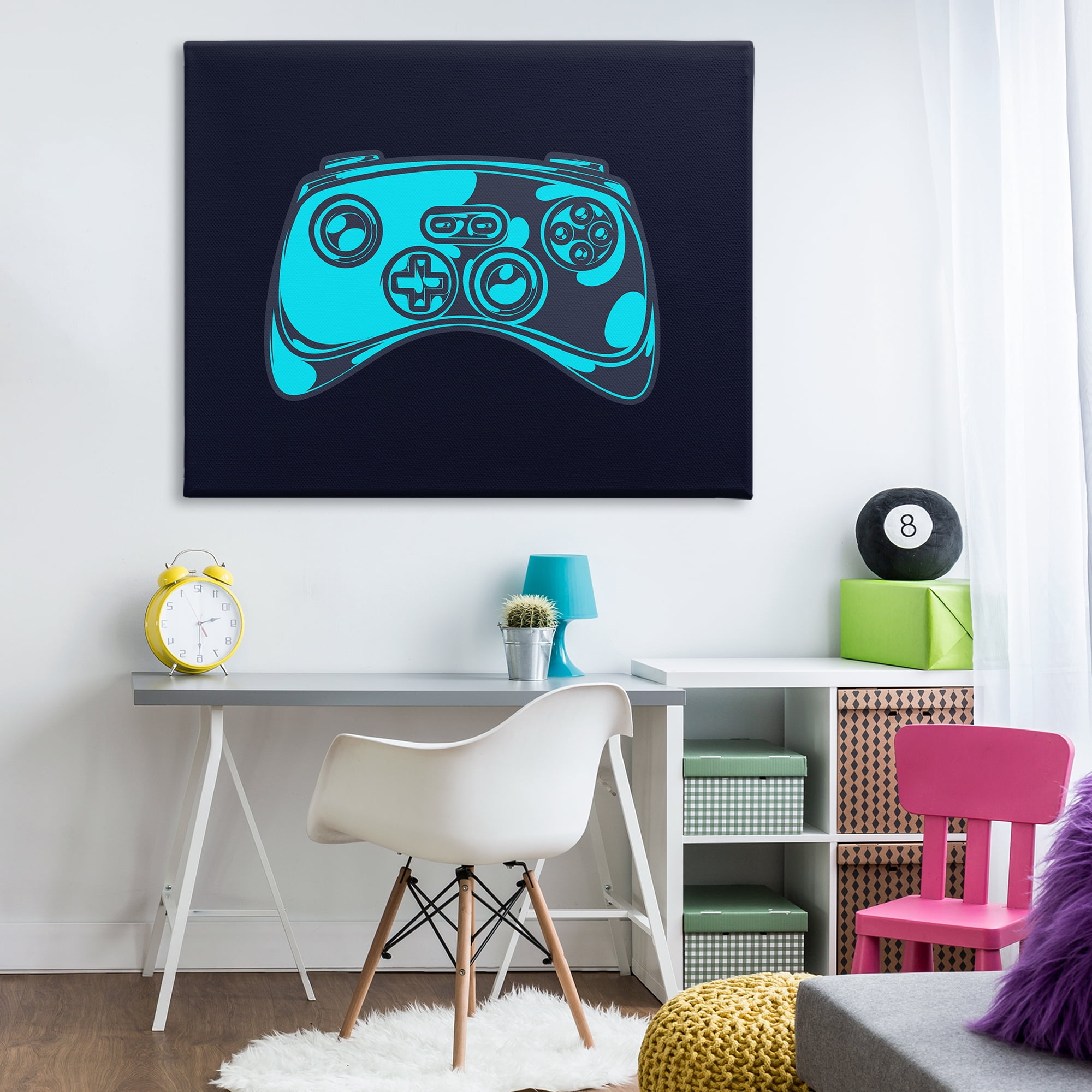 Stupell Industries Gaming Controller on Black Entertainment Painting Wrapped Canvas Art Print Wall Art, 48 x 36