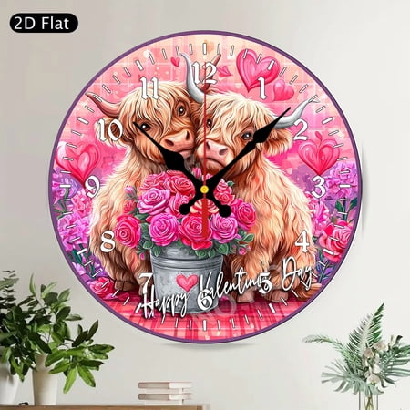 Rustic Farmhouse Floral Watering Can Round Wall Clock Silent Non-Ticking Vintage Home Decor
