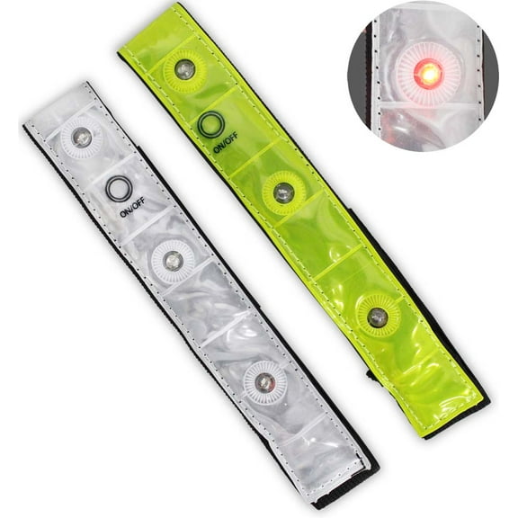 BRITEGUARD 4-LED Lighted Bicycle Reflector Strap Band | Enhanced Night-Time Safety Accessory | Easy Strap-On Design | Flashing Red Lights for High Visibility | Ideal For Cyclists, Joggers & More