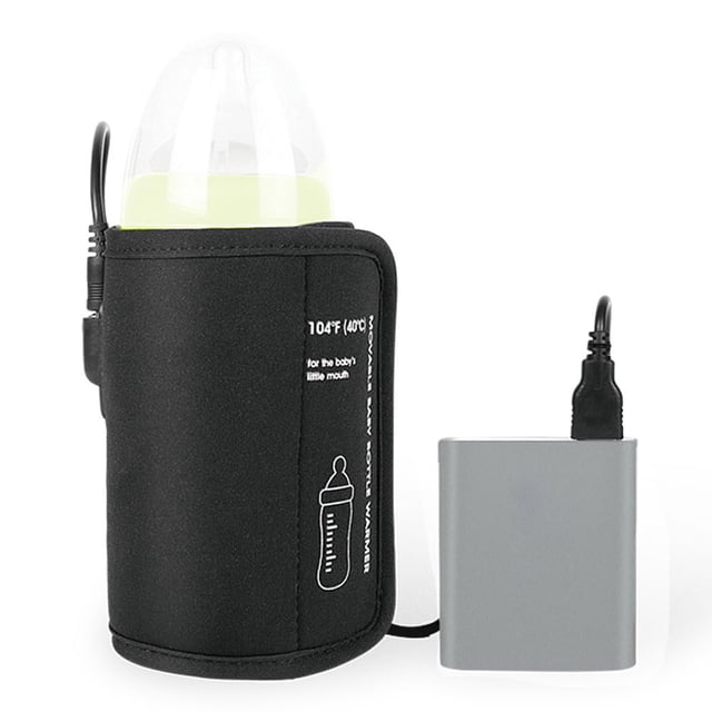 Calentador de botellas Calentador de biberones USB portátil, calentador de leche de viaje, calentador de biberones para coche, bolsa de calentamiento de biberones para leche materna y fórmula con Cabl Abanopi Calentador de botellas
