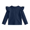 thumbnail image 5 of Abcomgle Girls Long Sleeve T Shirts Size 6-7 Trendy Solid Color Double Layer Ruffle Sleeve Crewneck T-Shirts for Girls Winter Basic Top for Girls Cute Blouses for Girls, 5 of 5