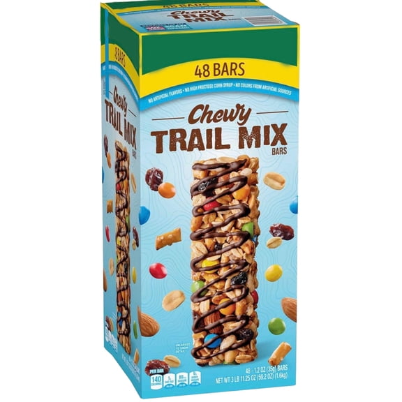 Nature Valley Chewy Fruit and Nut Granola Bars, Trail Mix Snack Bars, 48 ct, 57.6 OZ