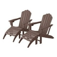 thumbnail image 2 of WestinTrends Highland 4-Piece Outdoor Patio HDPE Adirondack Chairs With Ottomans and Cup Holder Set, Dark Brown, 2 of 14