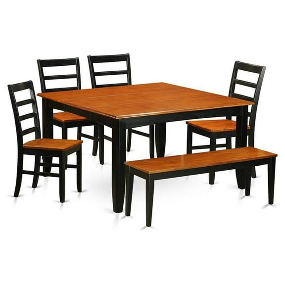 Atlin Designs 6-piece Wood Dining Set with Bench in Black/Cherry