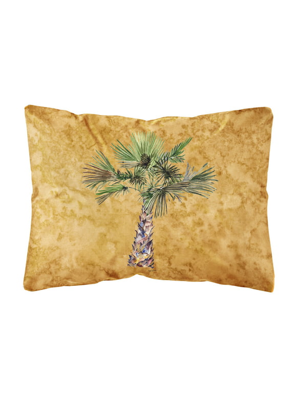Carolines Treasures 8706PW1216 Palm Tree on Gold Canvas Fabric Decorative Pillow, 12H x16W, multicolor