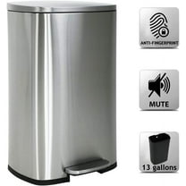 YRLLENSDAN 13 Gallon Trash Cans for Kitchen, Small Garbage Can with Lid Step on Stainless Steel Wastebasket for Bathroom Dustbin with Foot Pedal for Bedroom Office