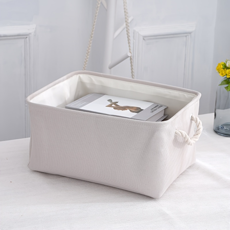ZHXJYKJ Large Medium and Small Foldable Canvas Basket Set - Stylish Versatile Organizer for Underwear Socks and Laundry - Solid Color Design - Canvas 3-Piece