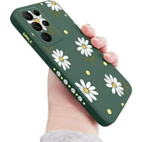 Compatible with Galaxy S21 Ultra Case Cute Daisy Pattern Camera Lens Protection Shockproof TPU Bumper Liquid Silicone Protective Cover Phone Cases for Samsung Galaxy S21 Ultra 5G 6.8"-Green