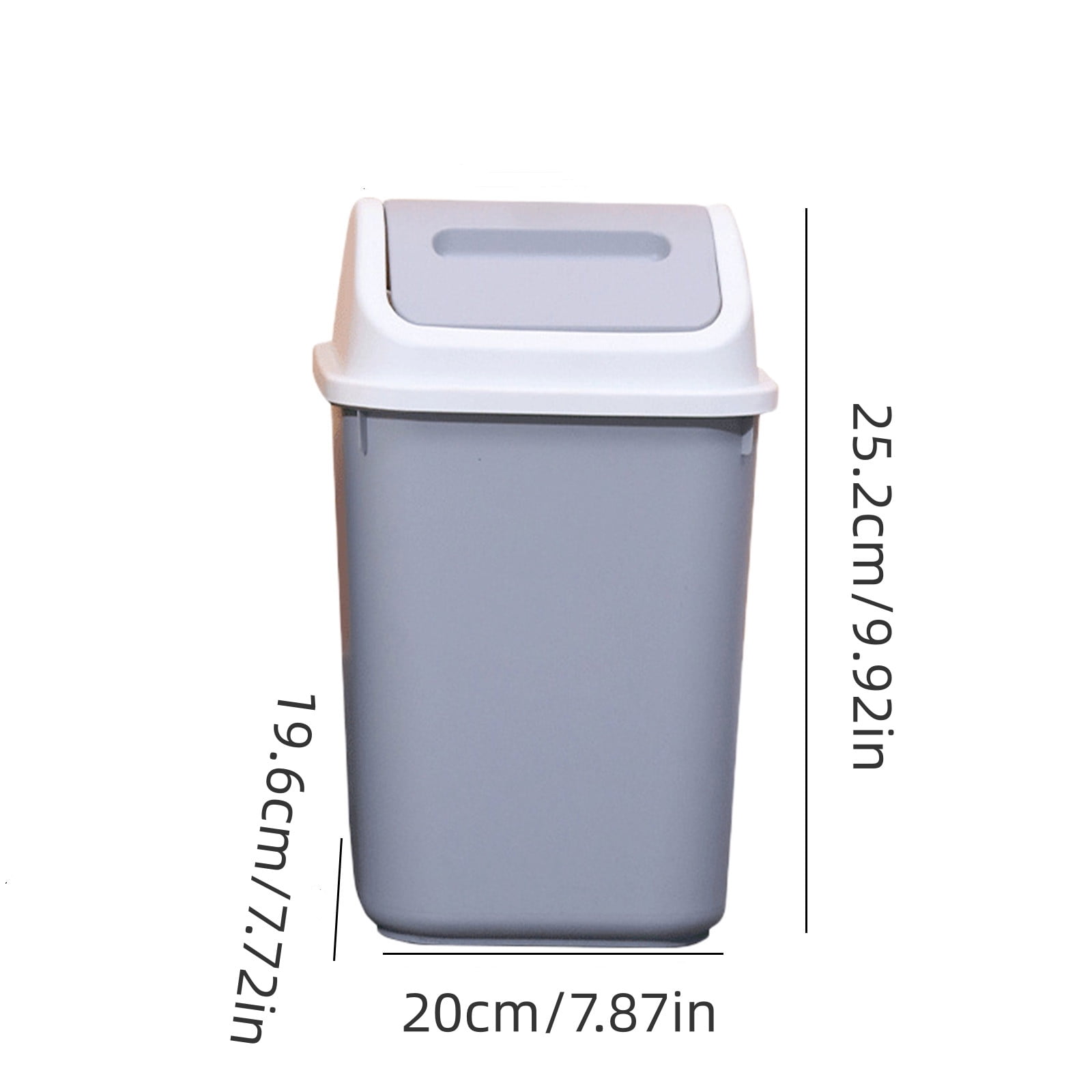 Square Lid Trash Can Small Bathroom Kitchen Office Waste Bin Flip Top Lid, 10L
