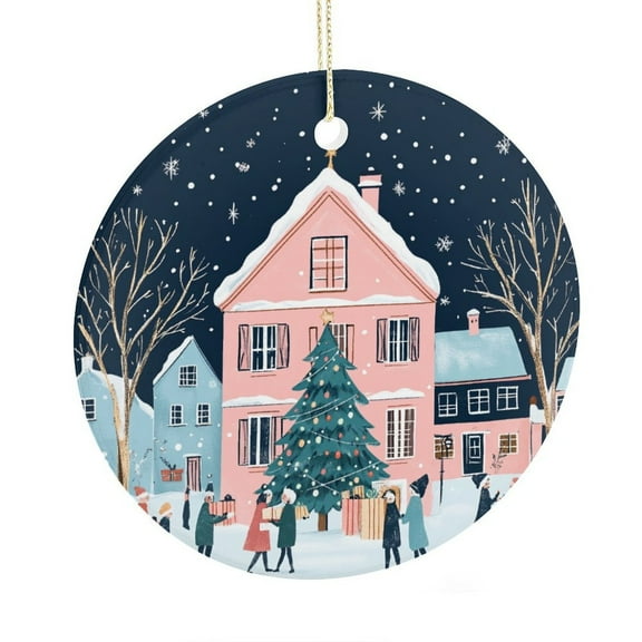 Christmas Tree Ornament Winter Holiday Christmas Decor Ceramic Ornament Christmas Ornaments for Christmas Tree Decorations TRADITIONAL CHRISTMAS Winter Town Ceramic Ornament