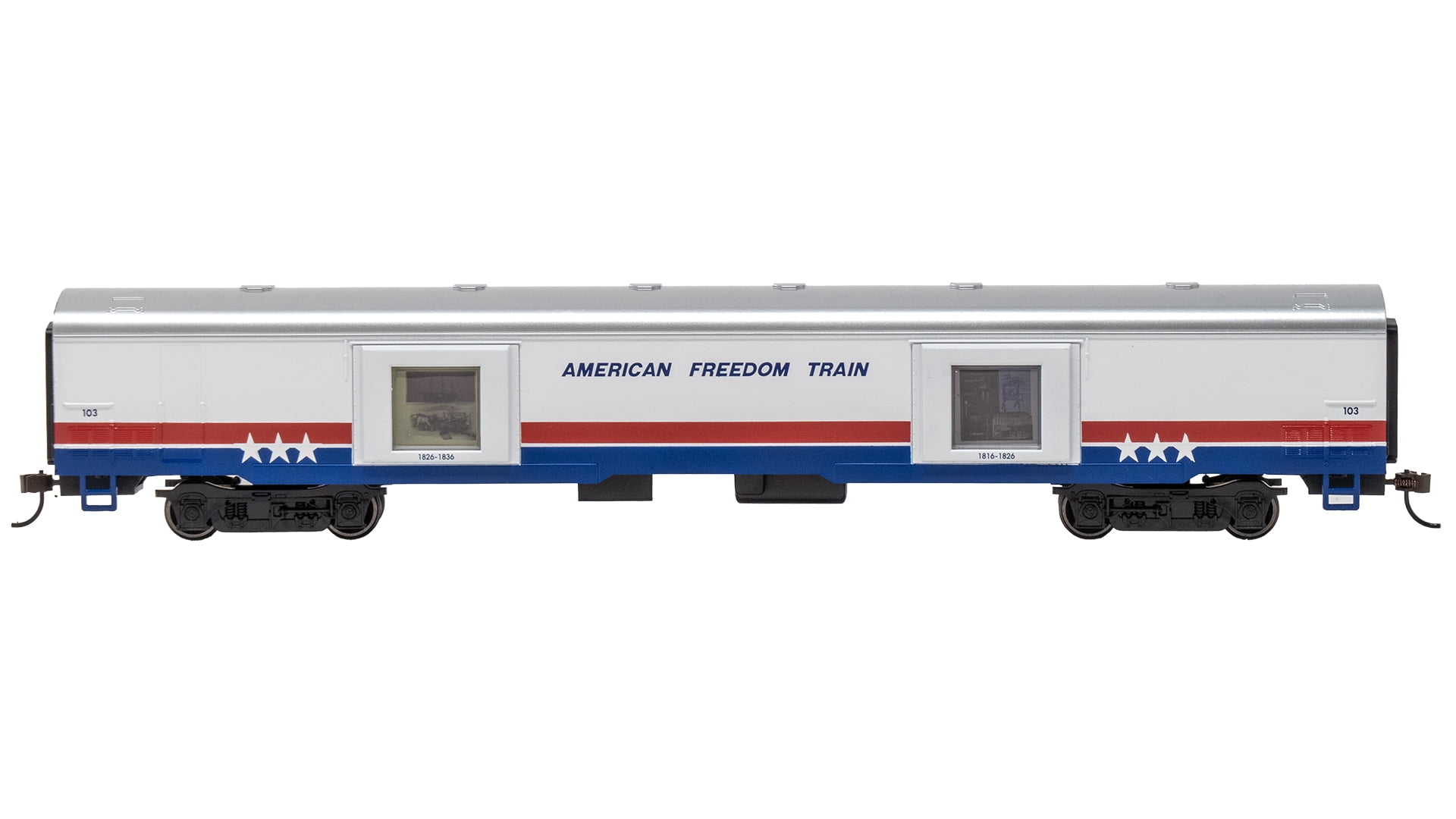 Bachmann Trains - LIMITED EDITION AMERICAN FREEDOM TRAIN CARS with LIGHTED DISPLAYS - EXHIBIT CAR #103 1816-1836 - HO Scale
