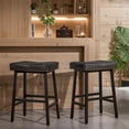 thumbnail image 4 of VECELO Backless Bar Stools Set of 4, Upholstered and Curved Saddle Stools with Metal Legs, Counter Height Barstools for Kitchen Island, Dining Room, Black, 4 of 8