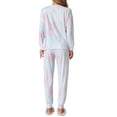thumbnail image 3 of INSPIRE CHIC Women's Pajamas Set Tie Dye Long Sleeve Round Neck Drawstring Long Pants Pajamas Loungewear L White, 3 of 6