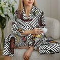 thumbnail image 6 of Honeii Bright Insects print Women's Pajama Sets Long Sleeve Button Down Sleepwear Nightwear Soft Pjs Lounge Sets-Small, 6 of 7