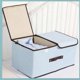 thumbnail image 4 of Cotton Linen Storage Box Double Lid Fabric Folding Sundries Box Dormitory Underwear Storage Case Medium Blue, 4 of 4