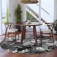 thumbnail image 4 of Black Gray Round Living Room Rugs 5 ft, Abstract Modern Polypropylene Pigment Taxture Vintage Washable Area Rug with Non-Slip Sturdy Edge Binding Round Carpet for Entryway Kitchen Bedroom Bathroom, 4 of 9