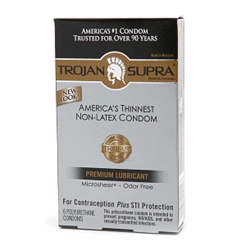Trojan Supra Microsheer Premium Lubricant Polyurethane Condoms 6 Ea