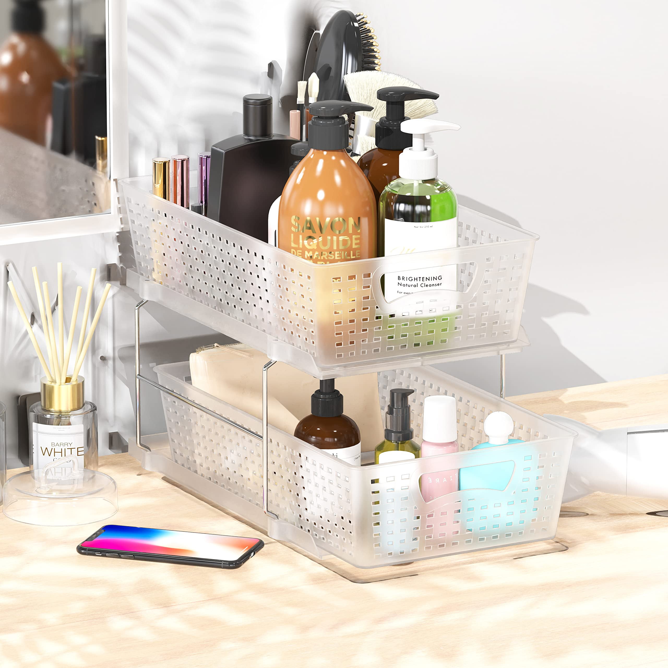 The Twillery Co.® Manor 2 Tier Under Sink Organizer With Pull Out Drawer &  Reviews