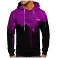 thumbnail image 2 of Men's Loose Fit Hoodie with Watercolor Print, Casual Long Sleeve Pullover Sweatshirt, Soft Brushed Fleece for Streetwear, Winter Comfort, Christmas Holiday Season,Pink,3XL, 2 of 6