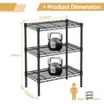 thumbnail image 3 of 3-Tier Metal Wire Storage Rack, 750 lb Capacity, 23.6"L x 13.8"W x 30"H, Adjustable Freestanding Shelves for Kitchen, Garage, Pantry, Black, 3 of 9
