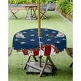 thumbnail image 3 of 4th of July Tablecloth with Umbrella Hole and Zipper Patriotic Stars Stripes Round Outdoor Tablecloths 60 Inch Outside Table Cloths Rustic Red Blue Patio Table Cloth Cover for Independence Day Garden, 3 of 6