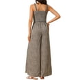 thumbnail image 3 of INSPIRE CHIC Women's Jumpsuit Square Neck Smocked Sleeveless Split Wide Leg Romper L Coffee, 3 of 6